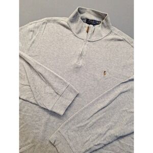 Polo Ralph Lauren Mens 2XL Gray 1/4 Zip Pullover Estate Rib Flesh Pony Preppy